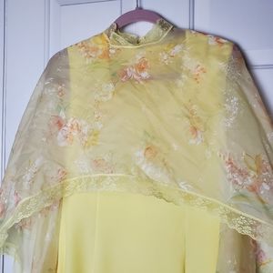 Handmade Vintage Dress With Floral Poncho